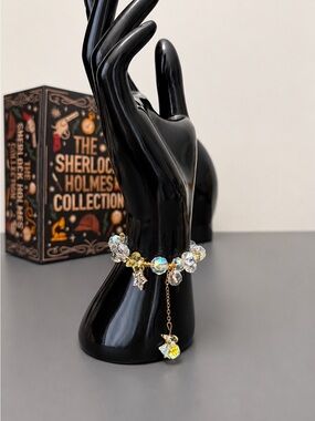 Crystal Charm Bracelet Gold Beaded Stretch Bracelet Star Gift for Her